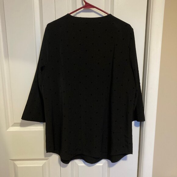 Black Talbots Woman Velvet Polka Dots Tunic Three Button, Size 1X - Picture 4 of 4